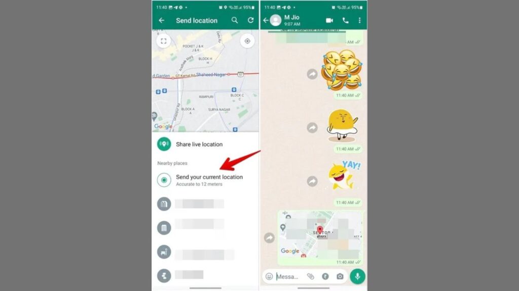 Share location on WhatsApp for Android