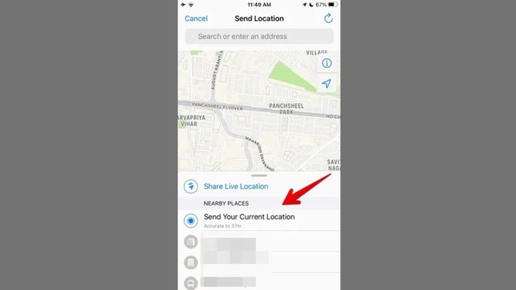 Share Location on WhatsApp for iPhone